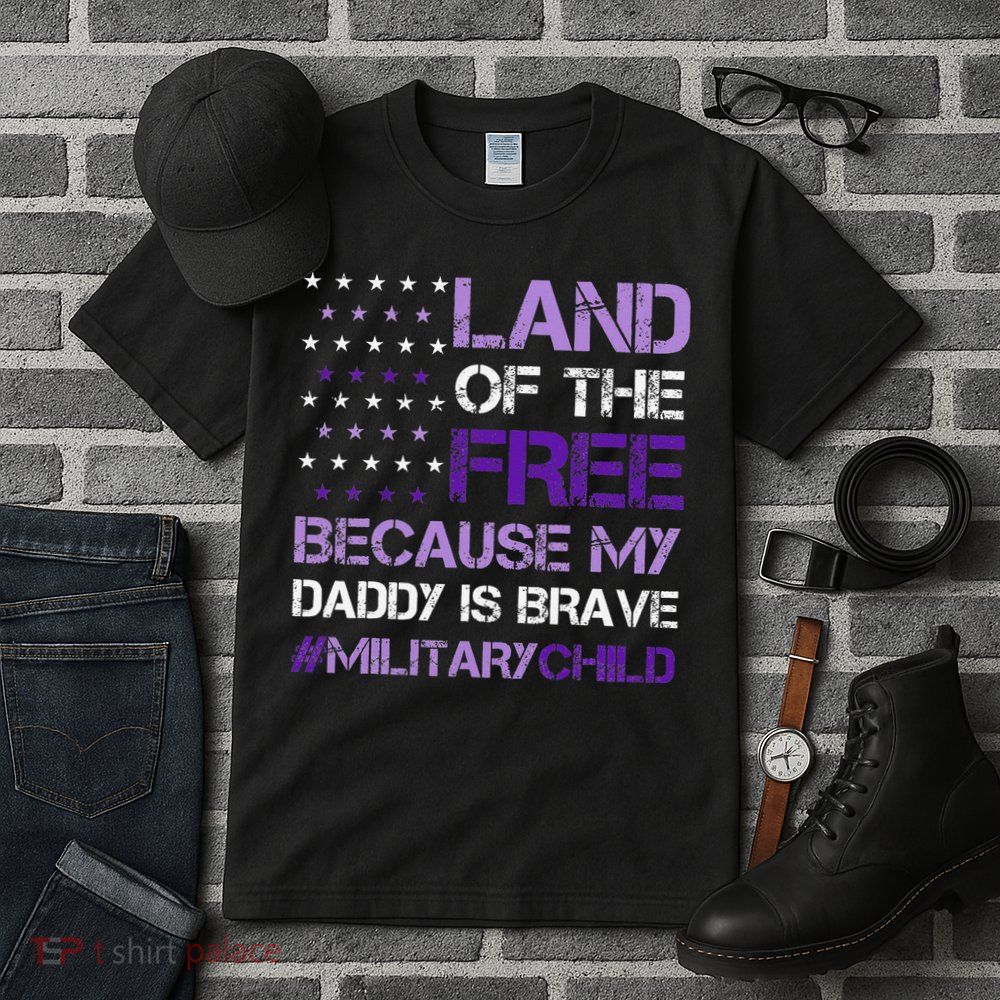 Purple Up For Military USA Flag Military Child Month Tall T-Shirt