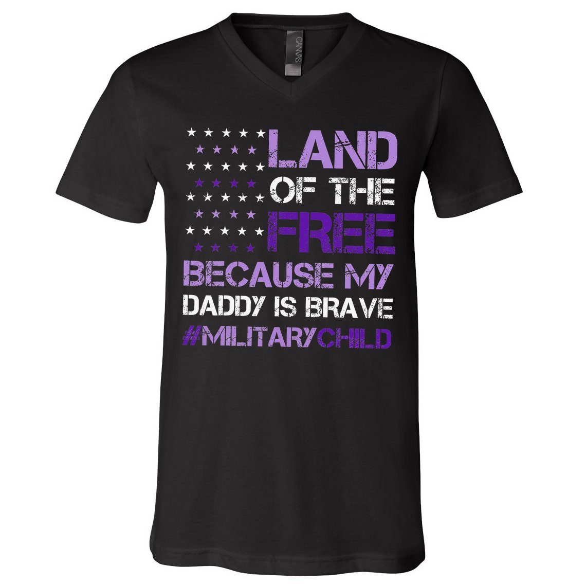 Purple Up For Military USA Flag Military Child Month V-Neck T-Shirt
