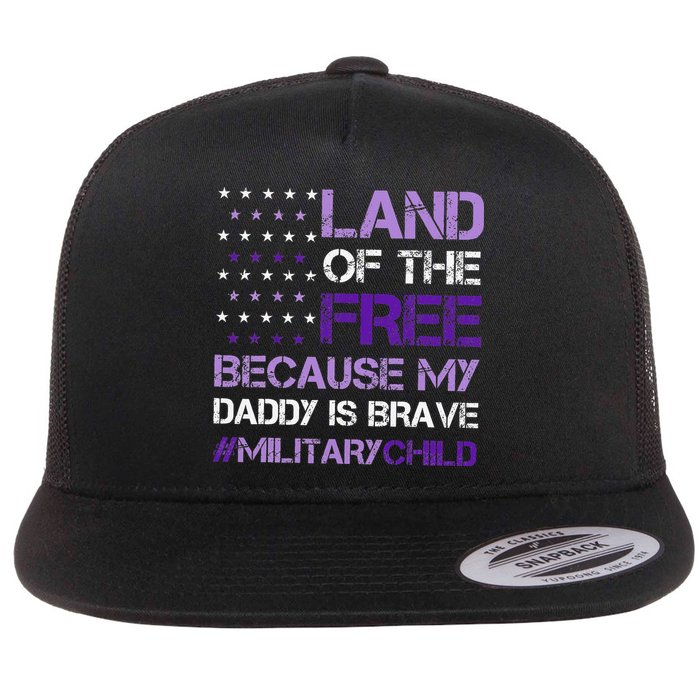 Purple Up For Military USA Flag Military Child Month Flat Bill Trucker Hat