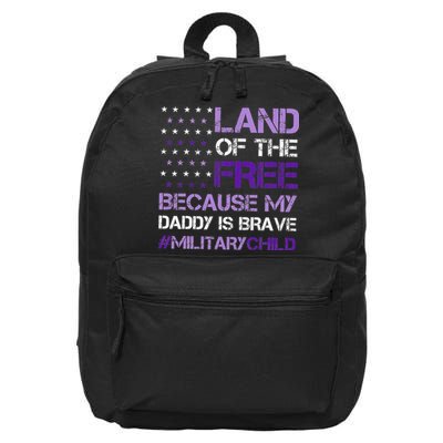 Purple Up For Military USA Flag Military Child Month 16 in Basic Backpack