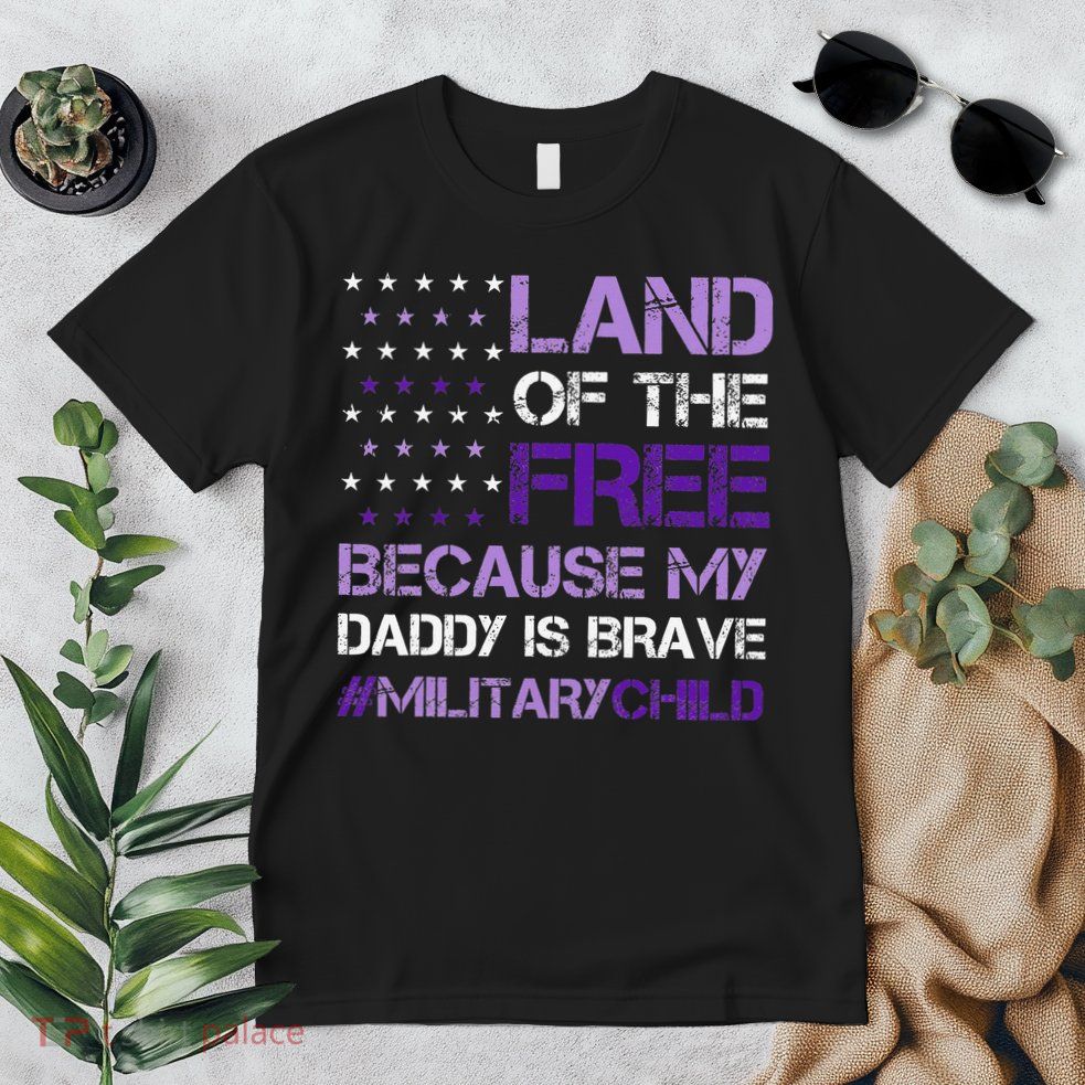 Purple Up For Military USA Flag Military Child Month Premium T-Shirt