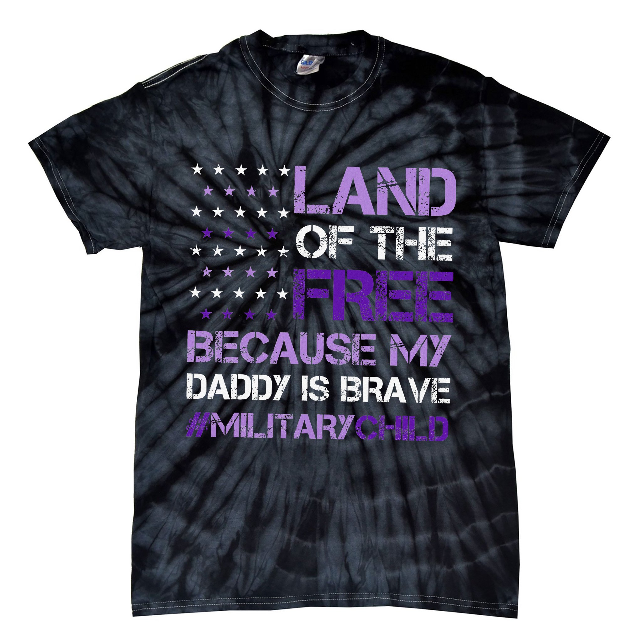 Purple Up For Military USA Flag Military Child Month Tie-Dye T-Shirt