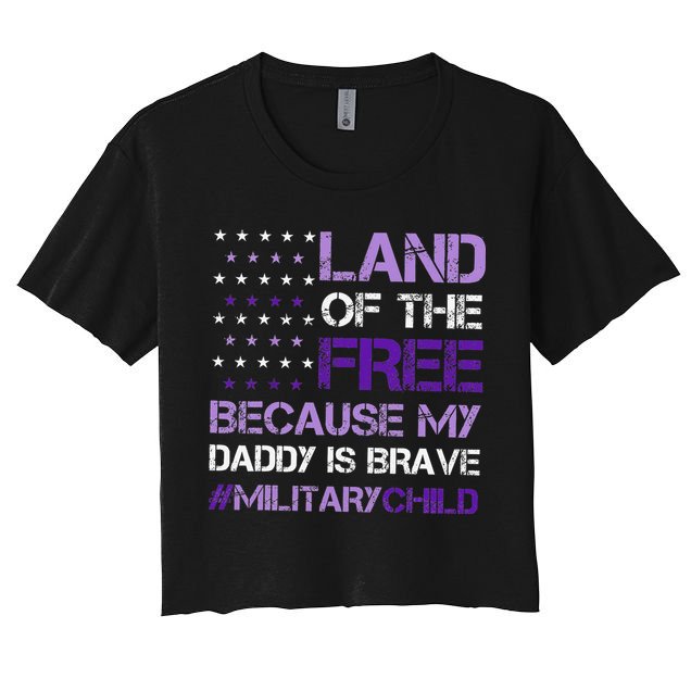 Purple Up For Military USA Flag Military Child Month Crop Top