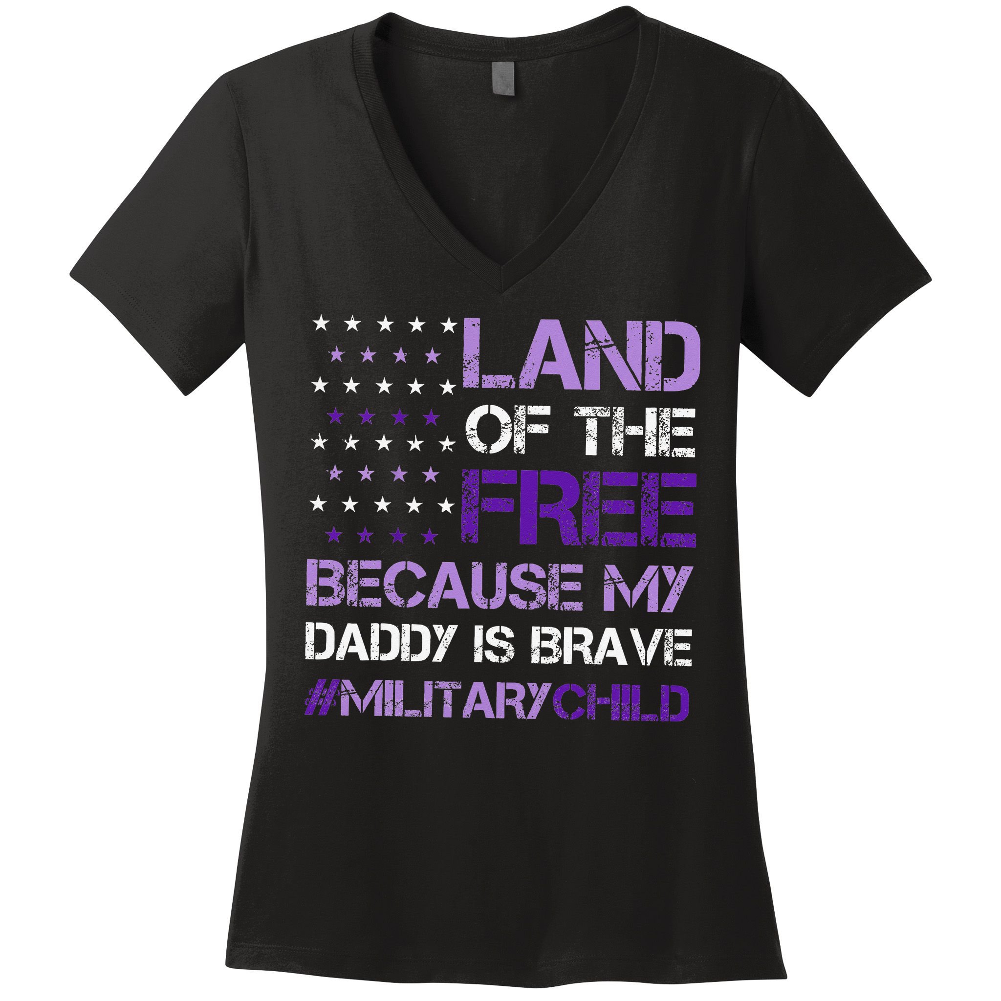 Purple Up For Military USA Flag Military Child Month Women's V-Neck T-Shirt