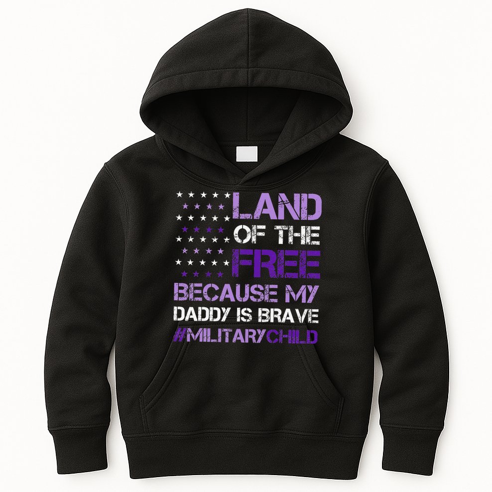 Purple Up For Military USA Flag Military Child Month Kids Hoodie