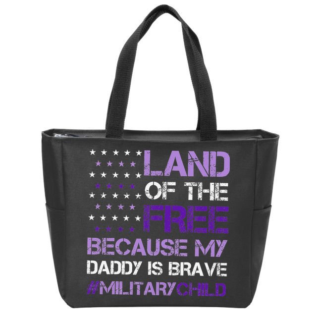 Purple Up For Military USA Flag Military Child Month Zip Tote Bag