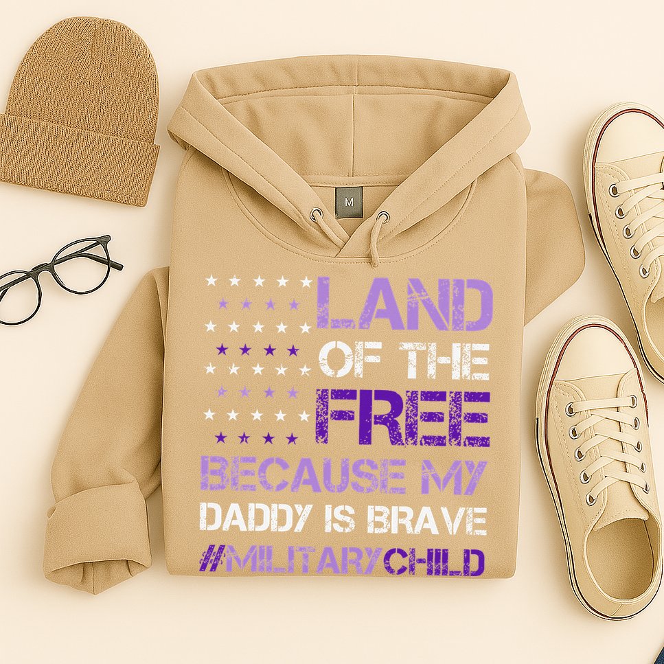 Purple Up For Military USA Flag Military Child Month Hoodie
