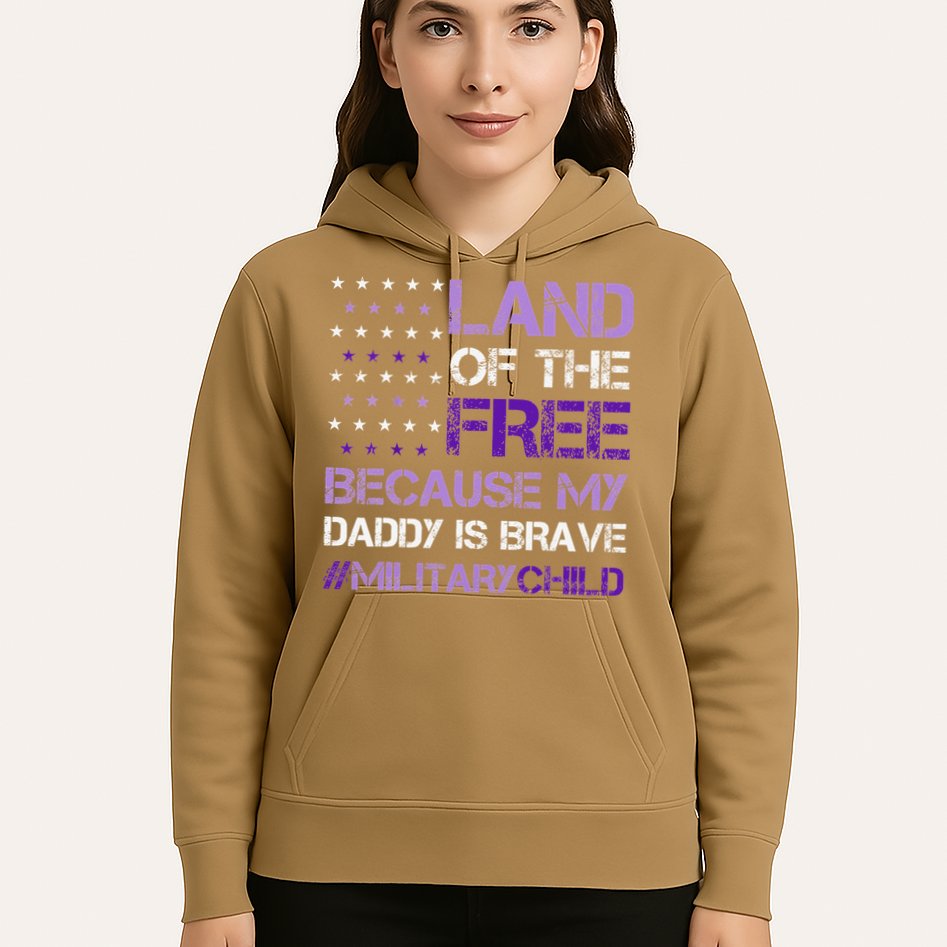 Purple Up For Military USA Flag Military Child Month Hoodie