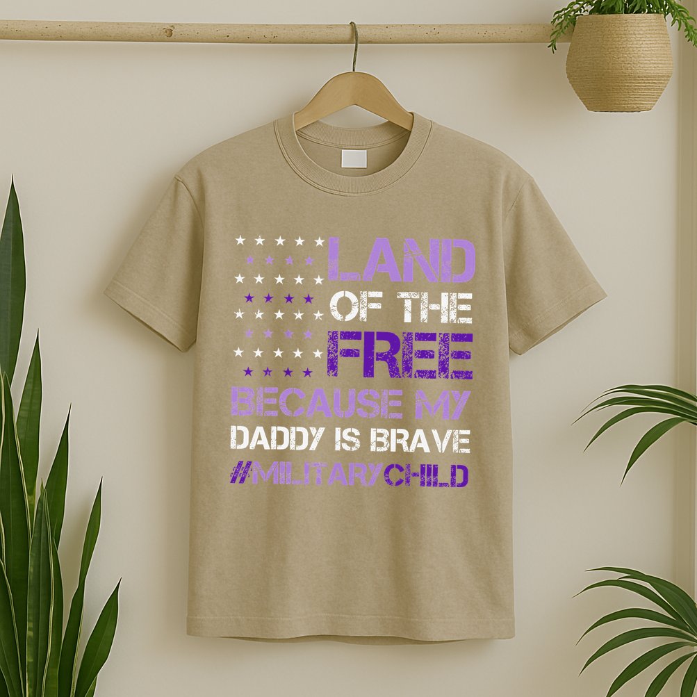 Purple Up For Military USA Flag Military Child Month T-Shirt
