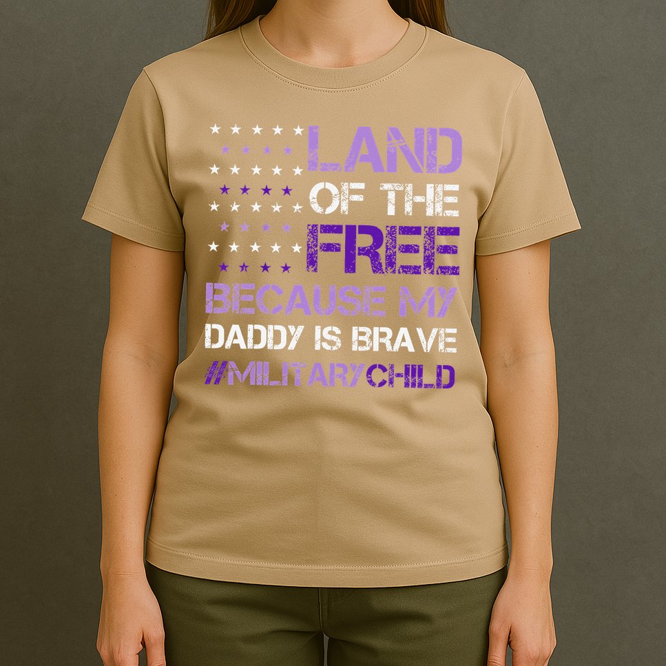 Purple Up For Military USA Flag Military Child Month T-Shirt