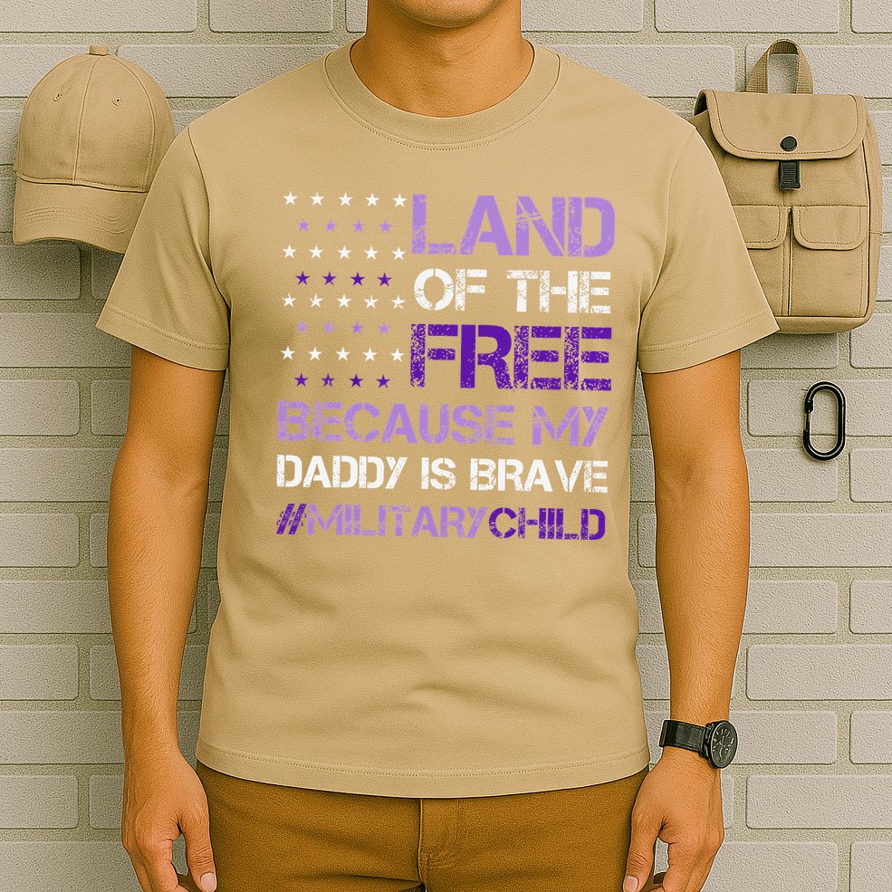 Purple Up For Military USA Flag Military Child Month T-Shirt