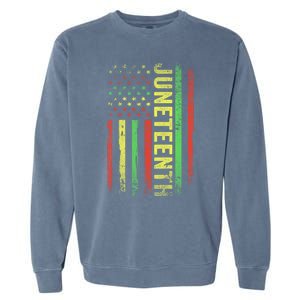 Patriotic Usa Flag Melanin Juneteenth Black History African Gift Garment-Dyed Sweatshirt