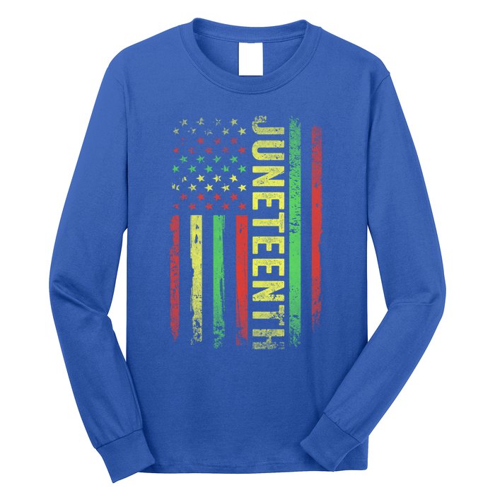 Patriotic Usa Flag Melanin Juneteenth Black History African Gift Long Sleeve Shirt