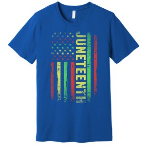 Patriotic Usa Flag Melanin Juneteenth Black History African Gift Premium T-Shirt