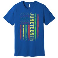 Patriotic Usa Flag Melanin Juneteenth Black History African Gift Premium T-Shirt