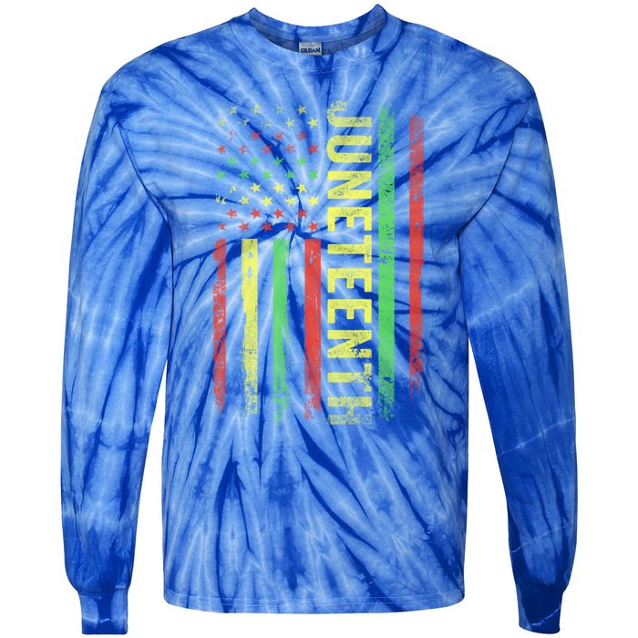 Patriotic Usa Flag Melanin Juneteenth Black History African Gift Tie-Dye Long Sleeve Shirt