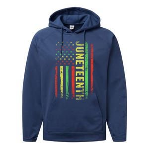 Patriotic Usa Flag Melanin Juneteenth Black History African Gift Performance Fleece Hoodie