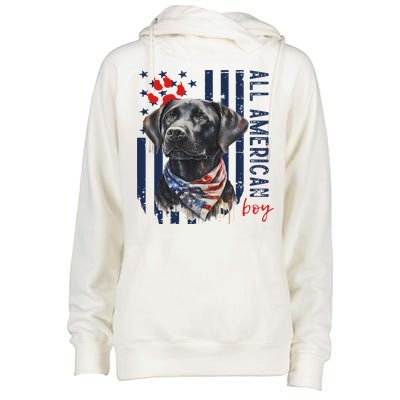 Patriotic Usa Flag Black Labrador All American Boy Lab Owner Womens Funnel Neck Pullover Hood