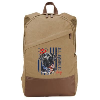 Patriotic Usa Flag Black Labrador All American Boy Lab Owner Cotton Canvas Backpack