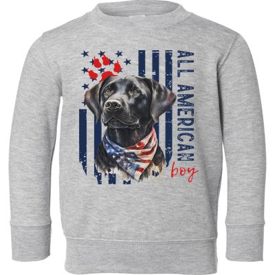 Patriotic Usa Flag Black Labrador All American Boy Lab Owner Toddler Sweatshirt