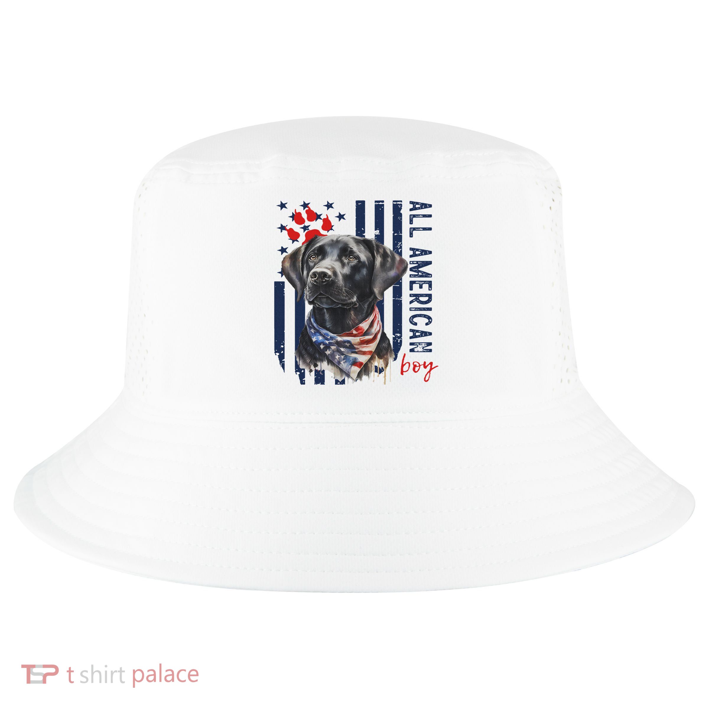Patriotic Usa Flag Black Labrador All American Boy Lab Owner Cool Comfort Performance Bucket Hat