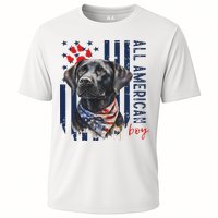 Patriotic Usa Flag Black Labrador All American Boy Lab Owner Cooling Performance Crew T-Shirt
