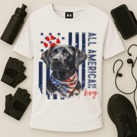 Patriotic Usa Flag Black Labrador All American Boy Lab Owner Cooling Performance Crew T-Shirt