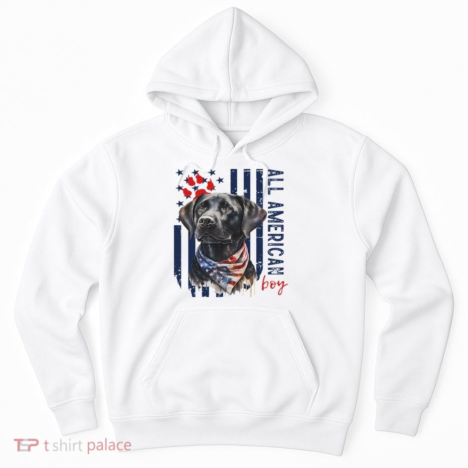 Patriotic Usa Flag Black Labrador All American Boy Lab Owner Hoodie