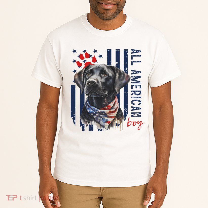 Patriotic Usa Flag Black Labrador All American Boy Lab Owner Tall T-Shirt