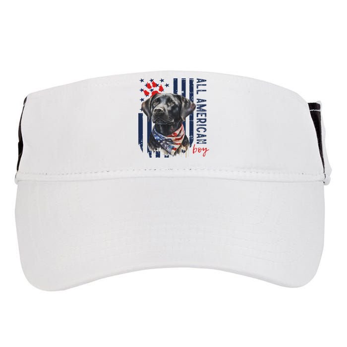 Patriotic Usa Flag Black Labrador All American Boy Lab Owner Adult Drive Performance Visor
