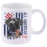 Patriotic Usa Flag Black Labrador All American Boy Lab Owner 11oz C Handle Ceramic Mug