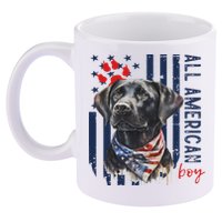 Patriotic Usa Flag Black Labrador All American Boy Lab Owner 11oz C Handle Ceramic Mug