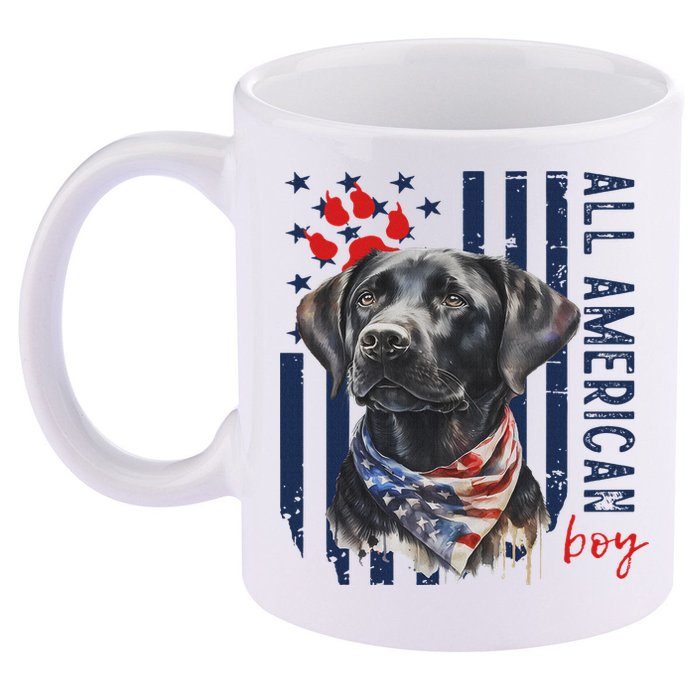 Patriotic Usa Flag Black Labrador All American Boy Lab Owner 11oz C Handle Ceramic Mug
