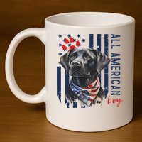 Patriotic Usa Flag Black Labrador All American Boy Lab Owner 11oz C Handle Ceramic Mug