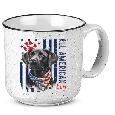 Patriotic Usa Flag Black Labrador All American Boy Lab Owner 15oz Campfire Ceramic Mug