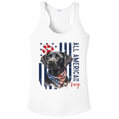Patriotic Usa Flag Black Labrador All American Boy Lab Owner Ladies PosiCharge Competitor Racerback Tank