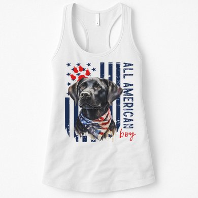 Patriotic Usa Flag Black Labrador All American Boy Lab Owner Womens Tank Top