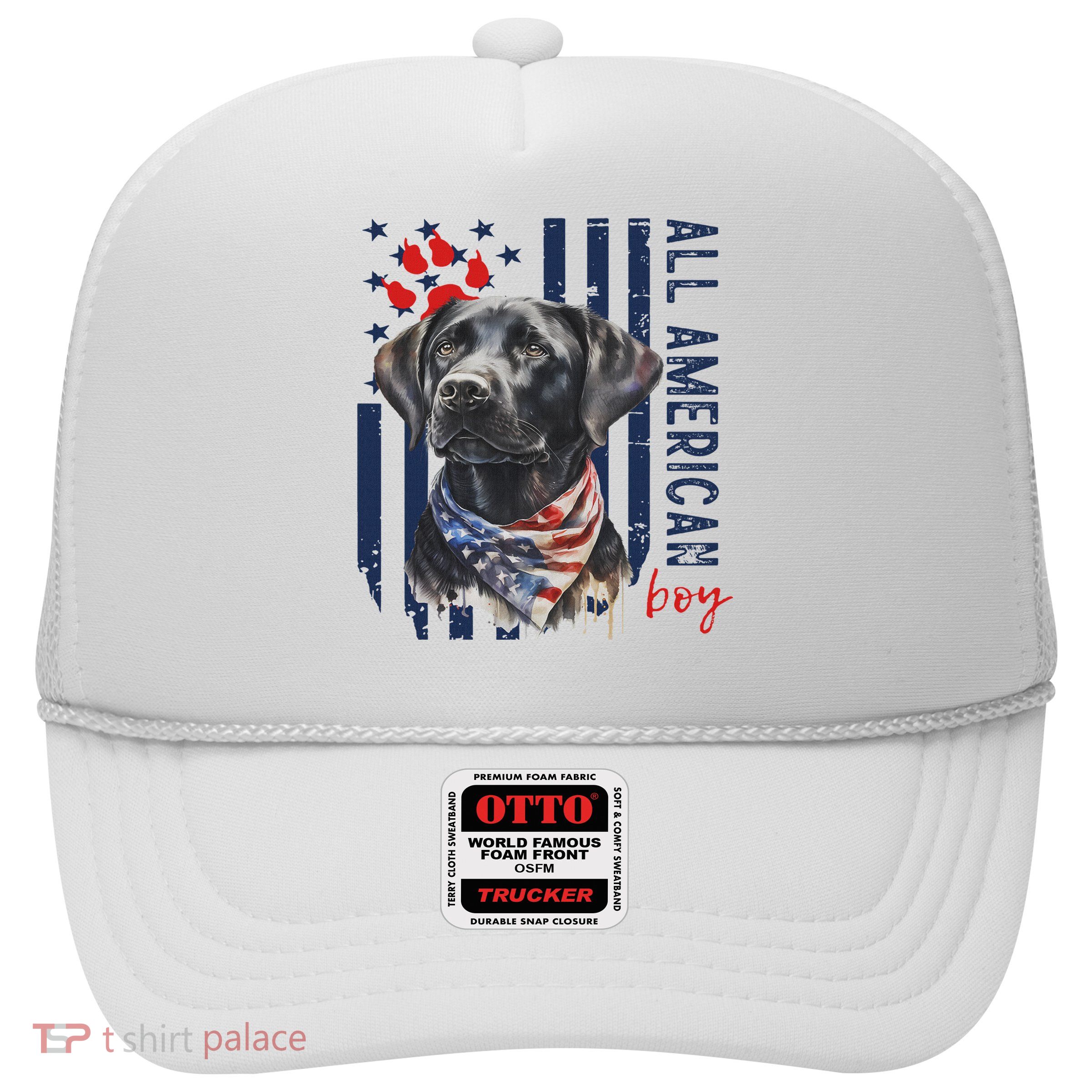 Patriotic Usa Flag Black Labrador All American Boy Lab Owner Trucker Hat
