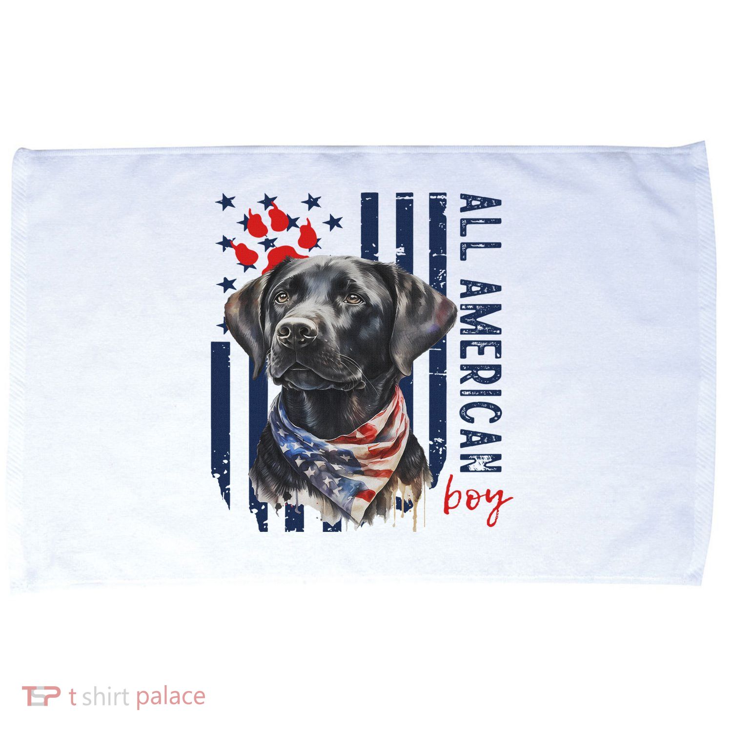 Patriotic Usa Flag Black Labrador All American Boy Lab Owner Microfiber Hand Towel