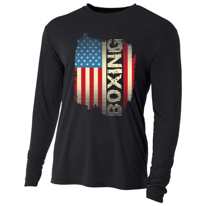 Patriotic USA Flag Boxing Kickboxing Kickboxer Gym Boxer Cooling Performance Long Sleeve Crew