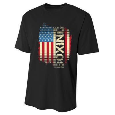 Patriotic USA Flag Boxing Kickboxing Kickboxer Gym Boxer Performance Sprint T-Shirt