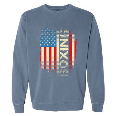 Patriotic USA Flag Boxing Kickboxing Kickboxer Gym Boxer Garment-Dyed Sweatshirt