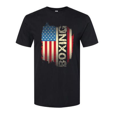 Patriotic USA Flag Boxing Kickboxing Kickboxer Gym Boxer Softstyle® CVC T-Shirt