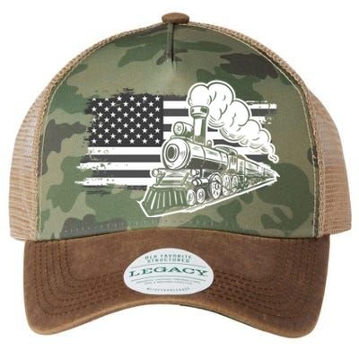 Patriotic Us Flag Train Model Trains Trainspotting Gift Legacy Tie Dye Trucker Hat