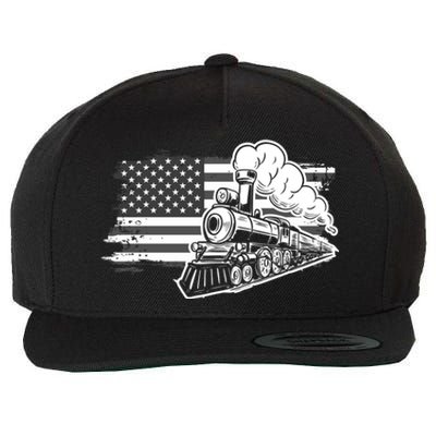 Patriotic Us Flag Train Model Trains Trainspotting Gift Wool Snapback Cap