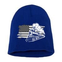 Patriotic Us Flag Train Model Trains Trainspotting Gift Short Acrylic Beanie