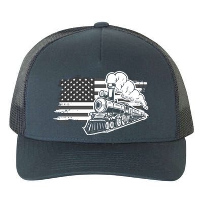 Patriotic Us Flag Train Model Trains Trainspotting Gift Yupoong Adult 5-Panel Trucker Hat