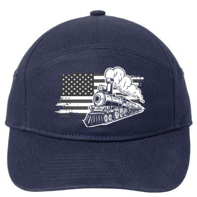 Patriotic Us Flag Train Model Trains Trainspotting Gift 7-Panel Snapback Hat