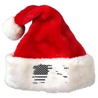 Patriotic Us Flag Train Model Trains Trainspotting Gift Premium Christmas Santa Hat