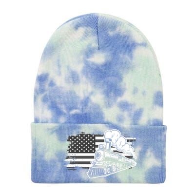 Patriotic Us Flag Train Model Trains Trainspotting Gift Tie Dye 12in Knit Beanie